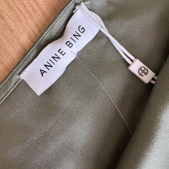 ANINE BING 100% Silk Jolin Sage Green Skirt w/ Slit Size Medium NWT - Picture 9 of 10